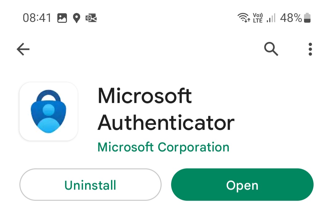 Open Microsoft Authenticator